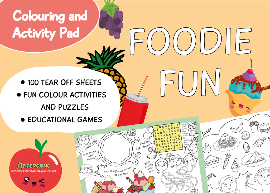 100 Page Foodie Tear Off Colouring And Activity Pad