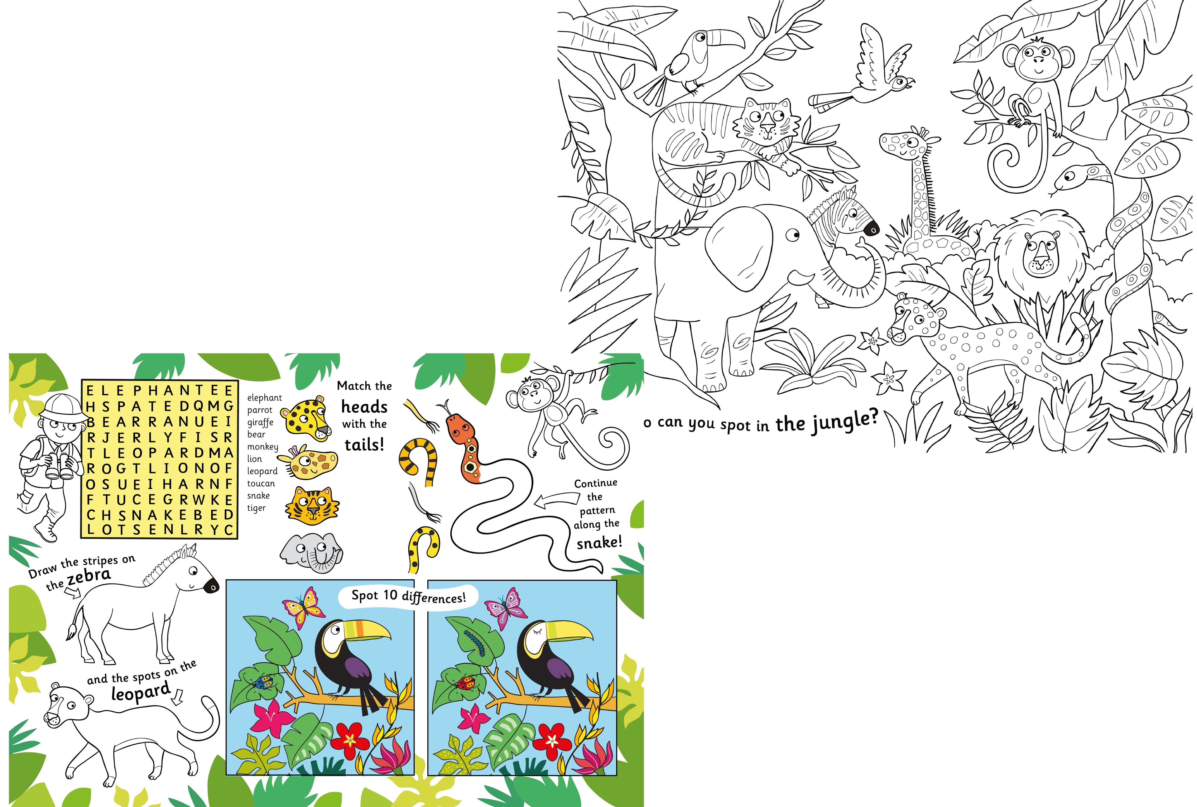 100 Page Jungle Tear Off Colouring And Activity Pad