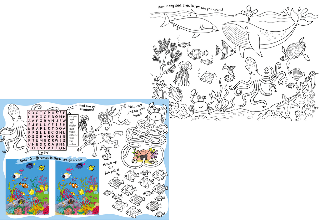 100 Page Sealife Tear Off Colouring And Activity Pad