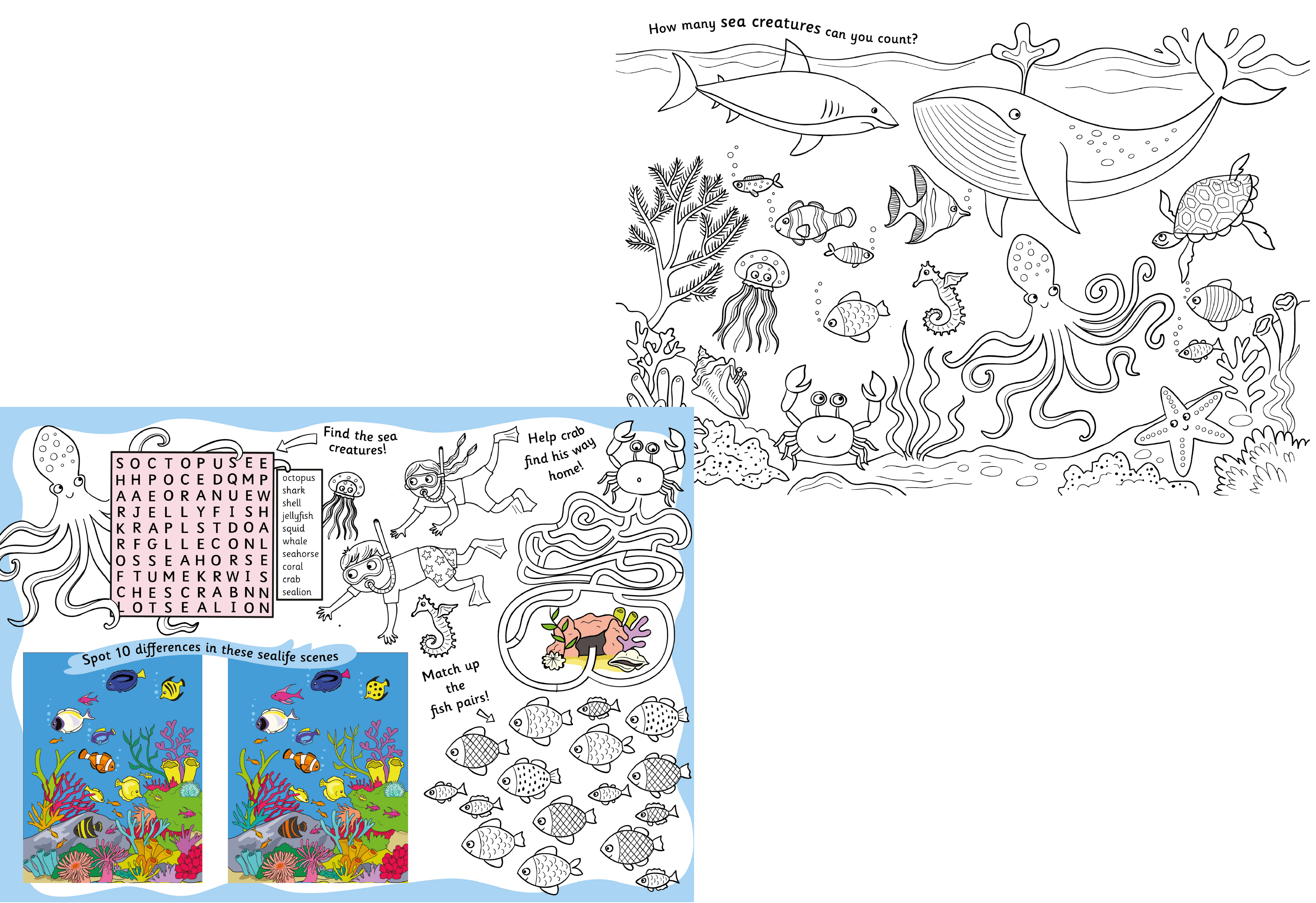 100 Page Sealife Tear Off Colouring And Activity Pad